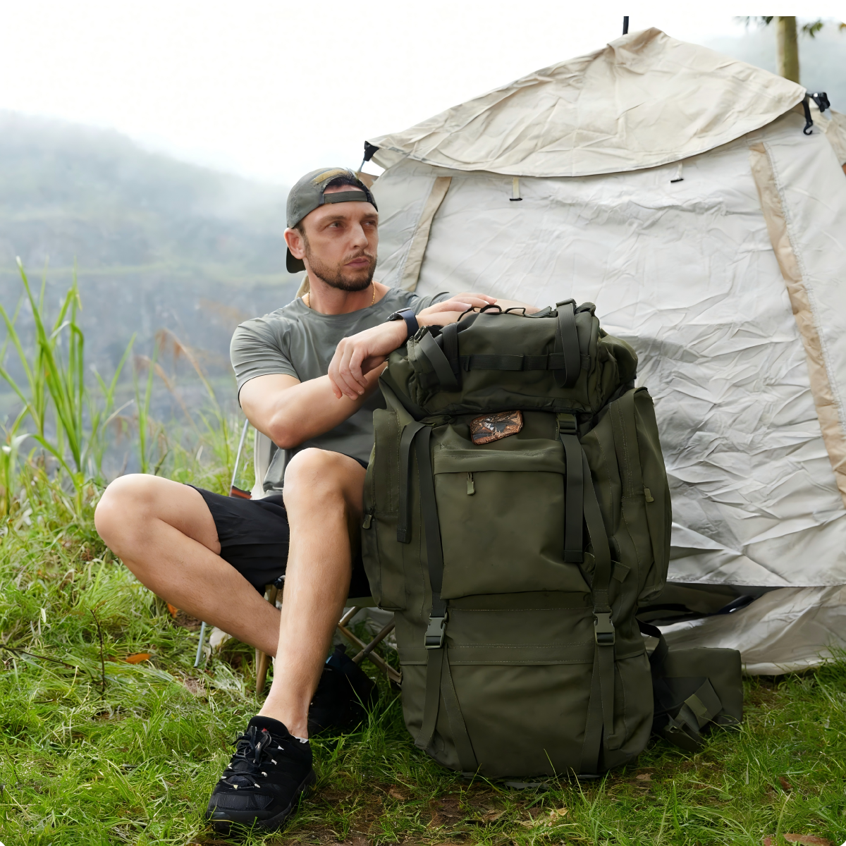 65L Waterproof Oxford Mountaineering Back pack with Rain Cover